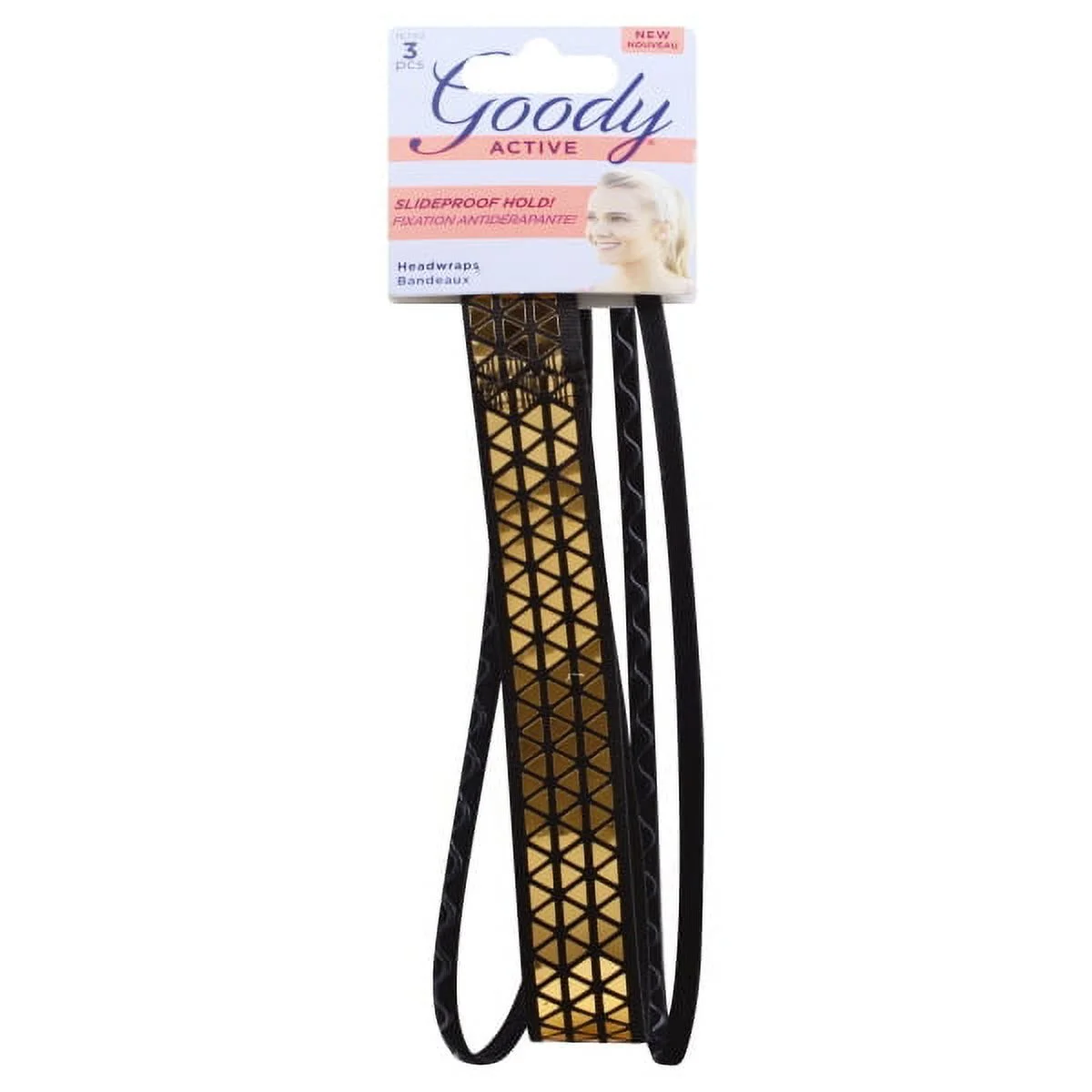 Goody Active Gold Headwrap Assort Colors UPC:041457167021 Pack:72/3