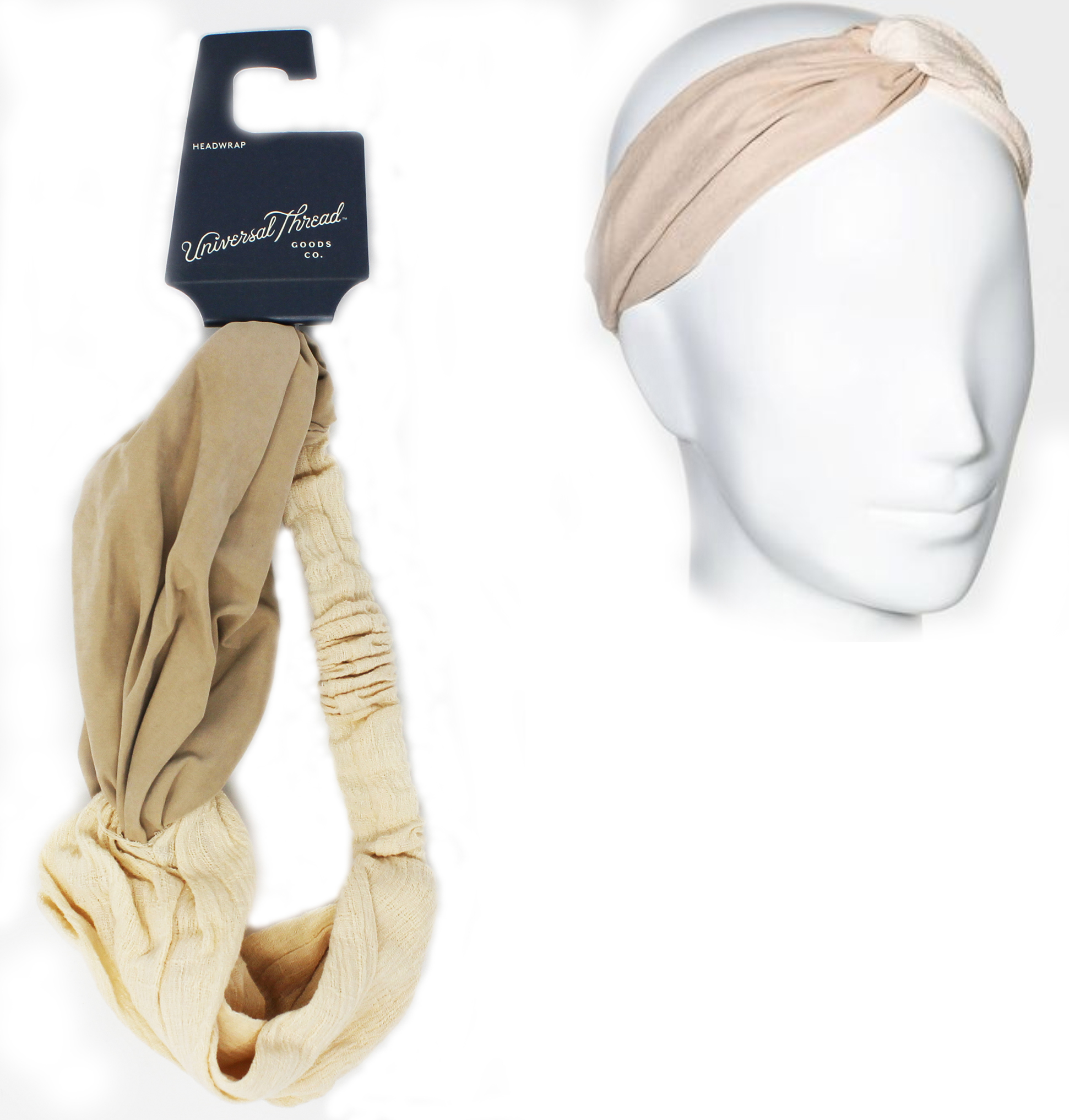 Duo Fabric Headwrap - Universal Thread™ Beige. Prepriced $10.00