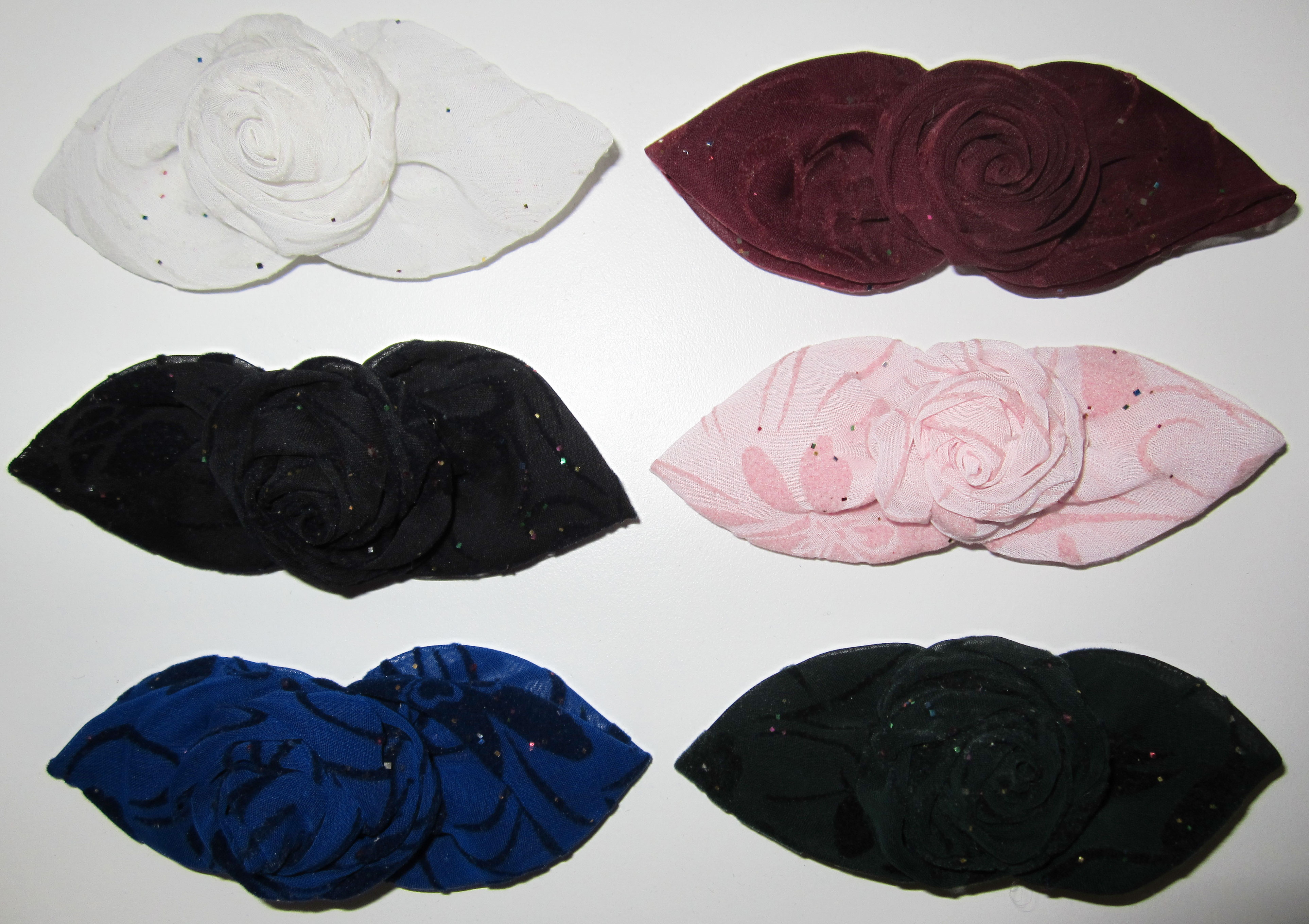 Entwined Velour & Chiffon Floral Hair Bow Accessory, 1dz