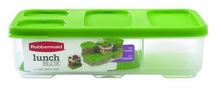Rubbermaid Entree Container with Dividers and Lid, Green