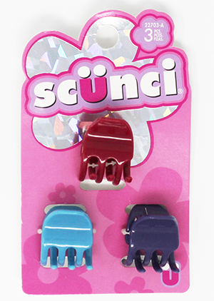 Scunci Girl Small Claw Clips Jaw Clips Assorted Colors, 3 pcs