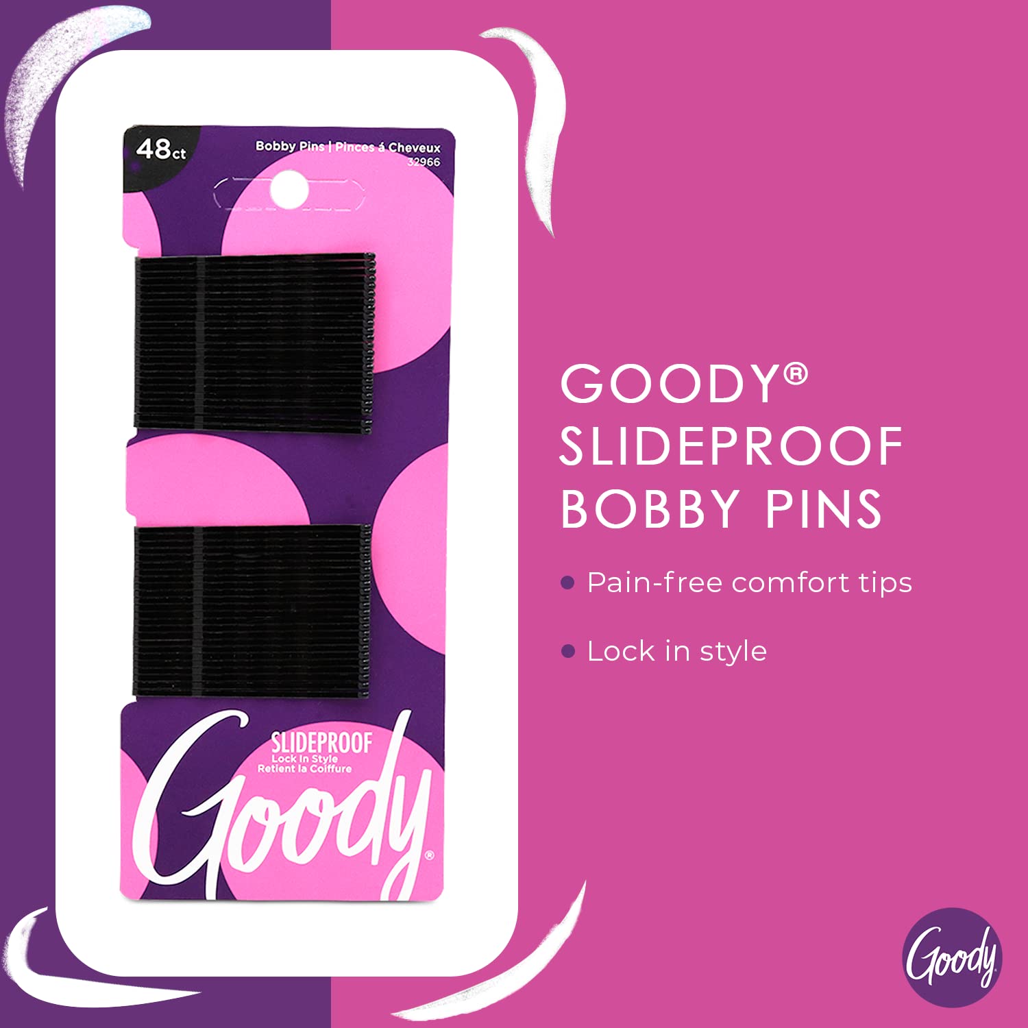 Goody Slideproof Black Bobby Pins UPC:041457329665 Pack:72/6