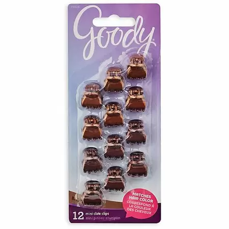 Goody Mini Claw Clips Brunette UPC: 041457766262 Pack: 72/3