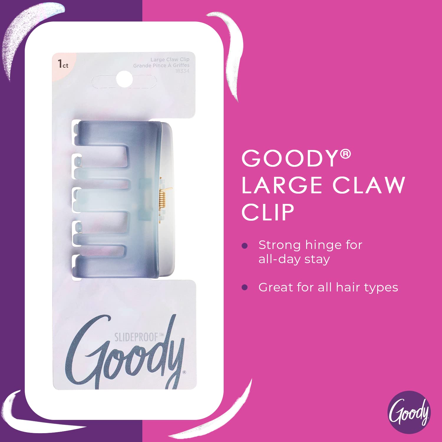 Goody Large Claw Clips, 1 Count UPC:041457183342 Pack: 72 No Inner Case