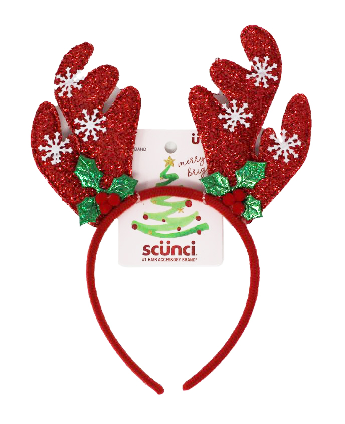 Scunci Red Reindeer Antler Headband