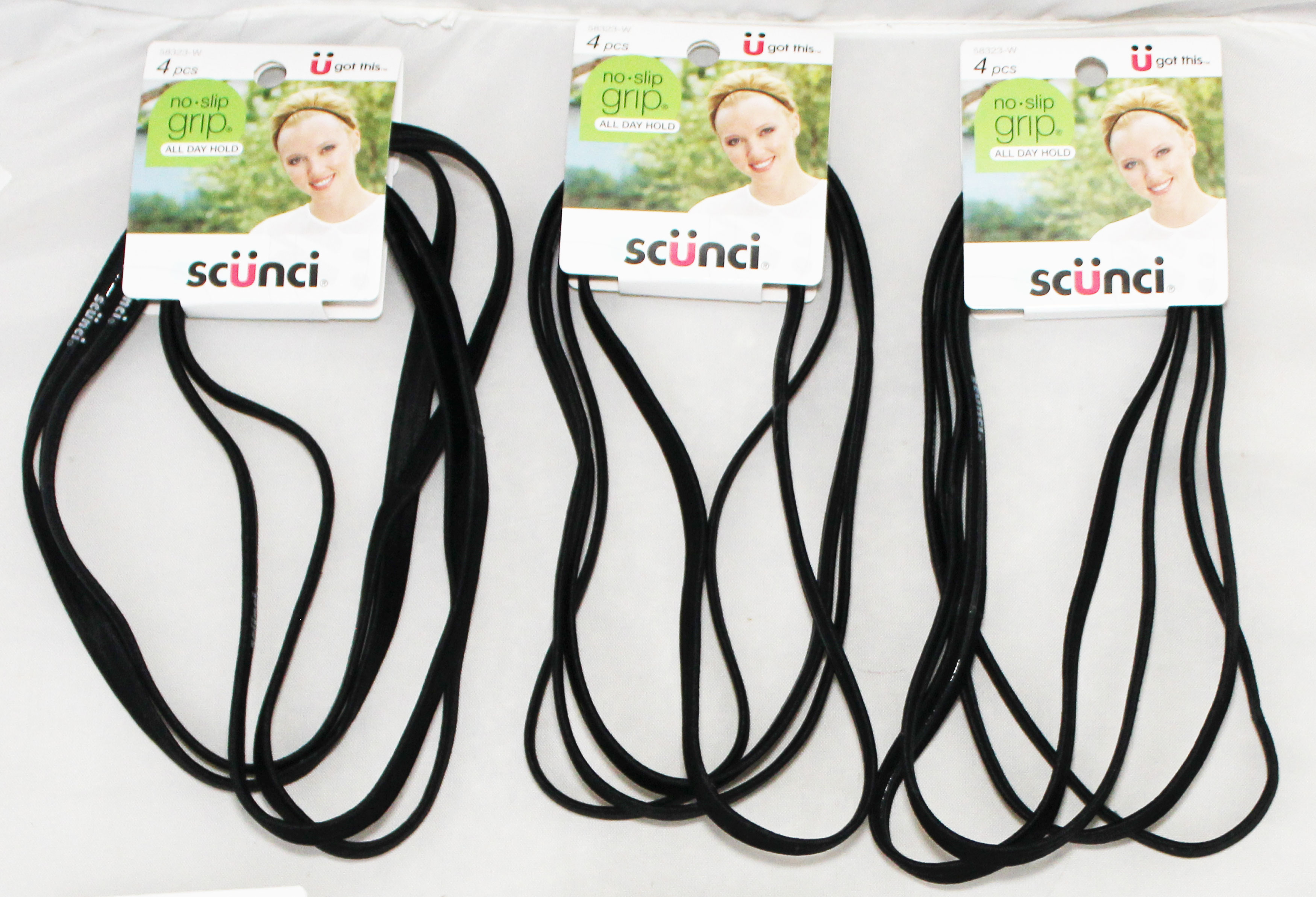 Scunci No Slip Grip Headwrap Headband, 4/card (1 Pack)