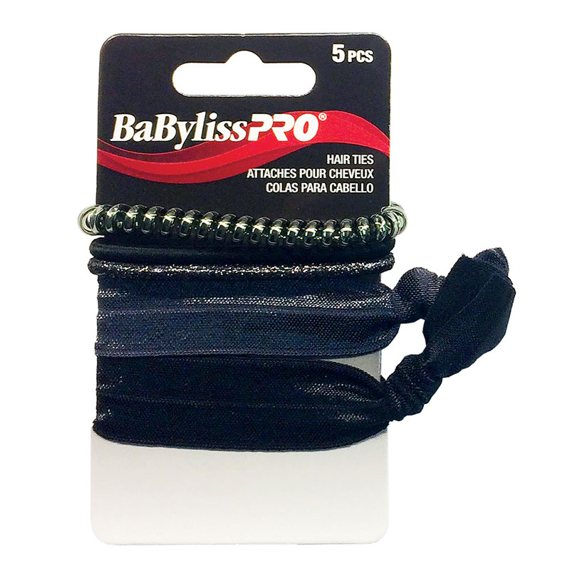 BaBylissPRO Hair Ties, Black & silver tones