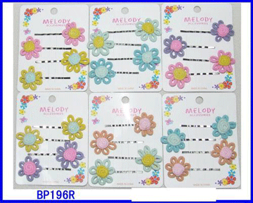 ♥ Contrasting Floral Slide Clip, BP196R, 12 Pcs Per Order