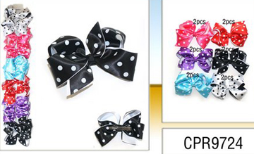 Bows-solid colors with poco-dots - sold by the dozen pairs