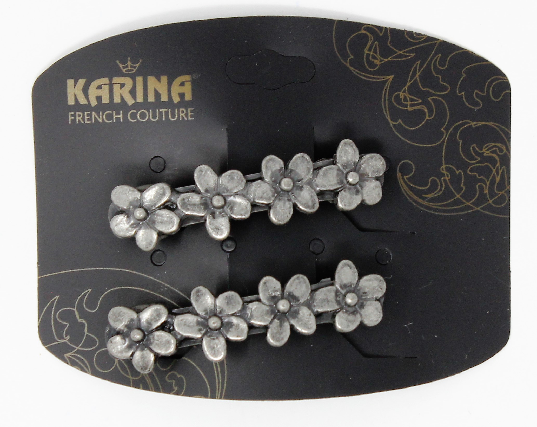 KARINA Silver Stone Flower Barrette