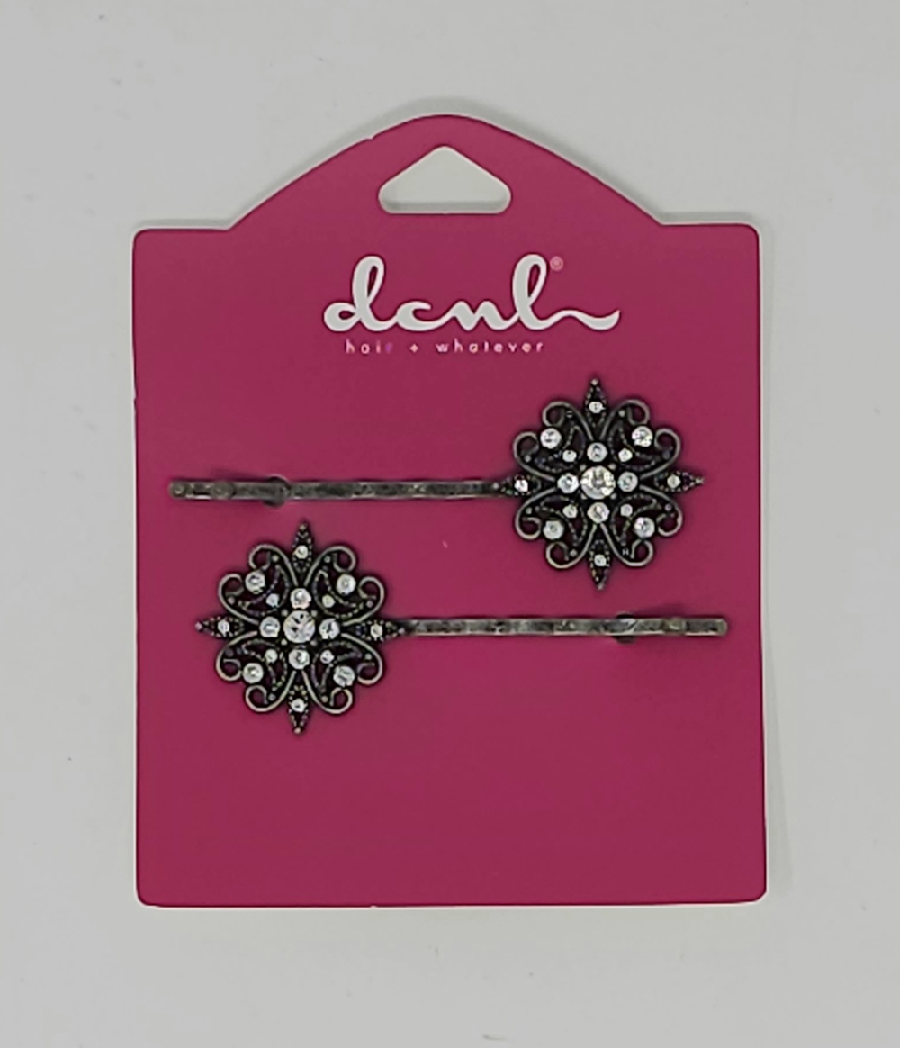 DCNL SILVER BOBBY SLIDES/PINS WITH 17 RHINESTONES ON EACH BOBBY SLIDE