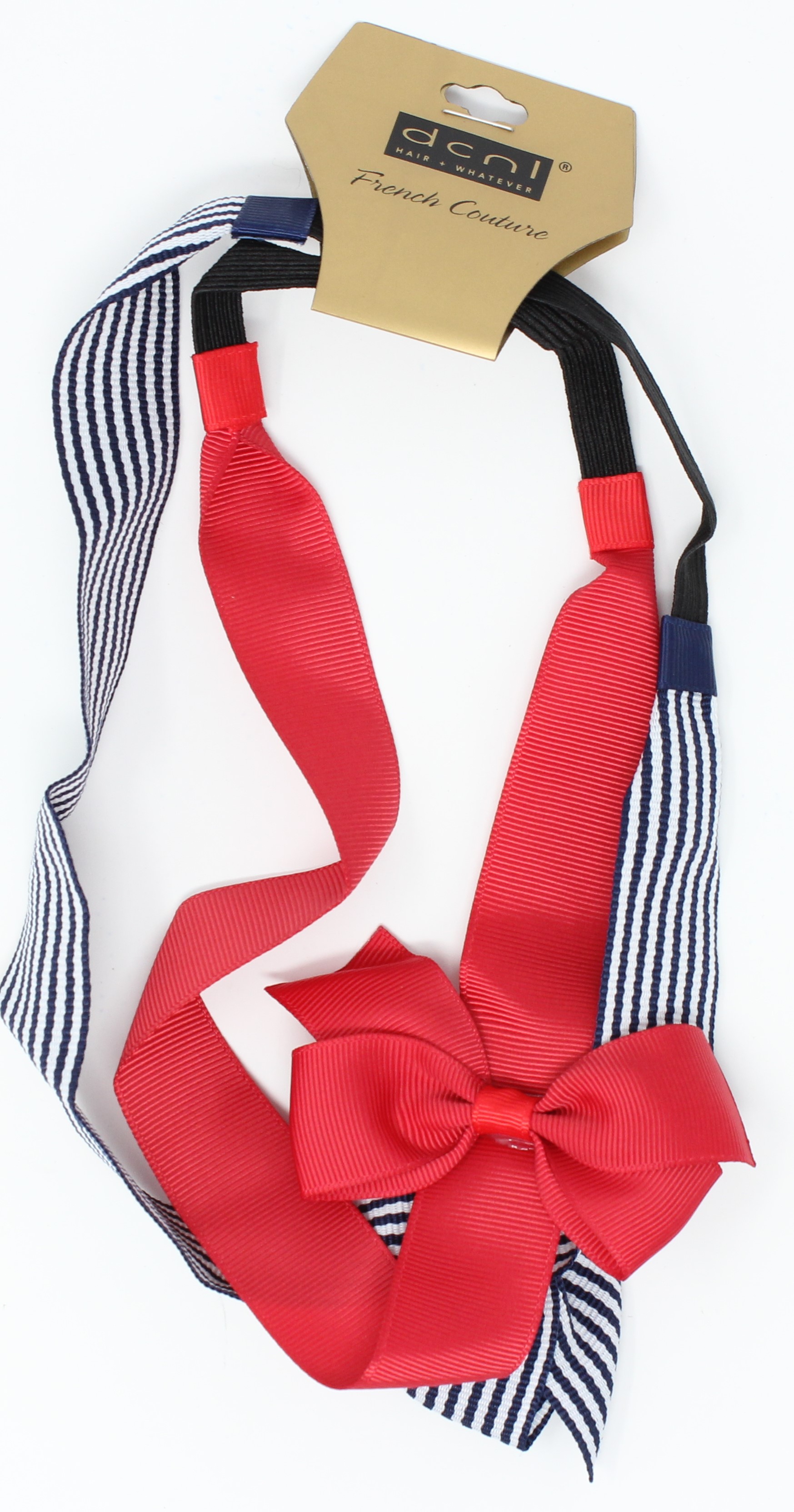 DNCL Red Bow and Striped HEADWRAPS