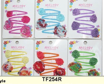 ♥ Contrasting Swirly Flower Snap Clip 4/Cd=48 Pcs