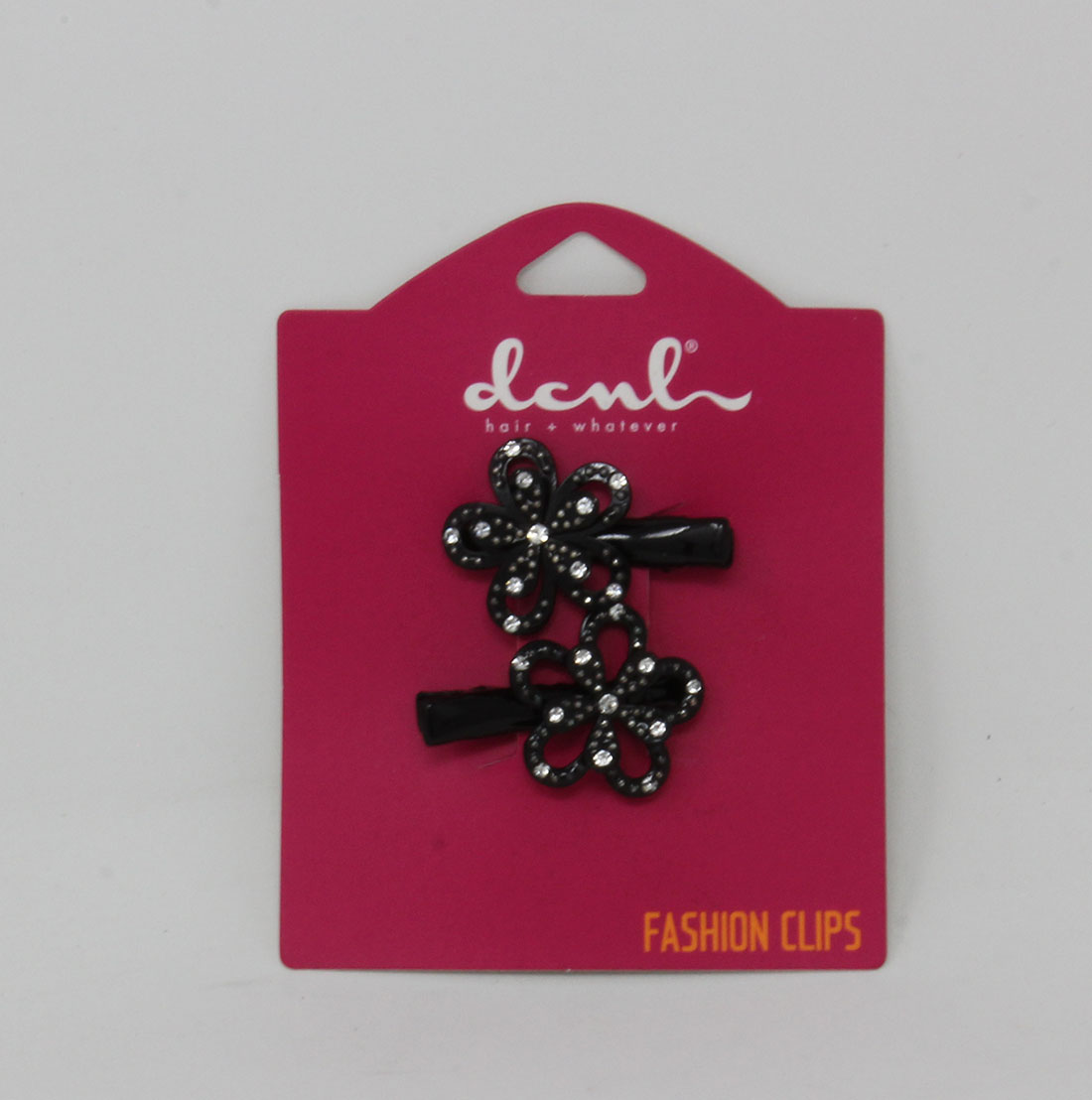 black flower salon clips