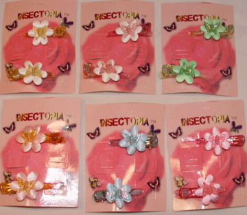 ♥ Iridescent Butterfly Clips w/Daisies, KB104, 2/Cd=24Pcs/