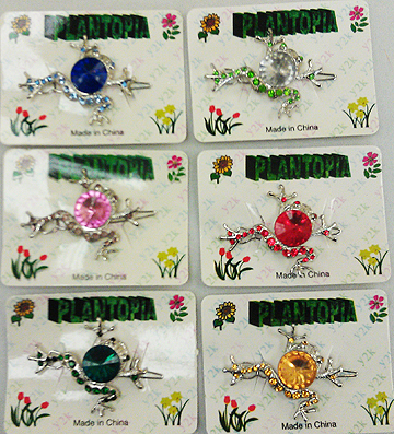 WB080 Bejeweled Froggy Hair Clips - $4.50 per dozen.