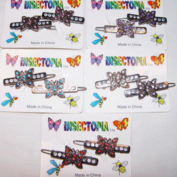 ♥ Rhinestone Barrettes , WB045, sold by 2 dozen cards - Click Image to Close