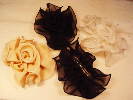 ♥ Voluminous Chiffon Floral Bows, B23893, 12 Pcs Per Order - Click Image to Close