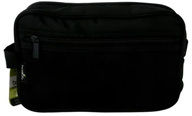 Item# 65998069DHA CONAIR BASICS BLACK ZIPPER TOILETRY TRAVEL BAG UPC:079642014362