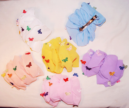 ♥ Pastel Rippled Hair Bow w/Butterflies, B20864-1, 12Pcs/O - Click Image to Close