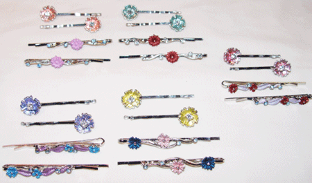 ♥ Floral Bobby Pin Combo Paks, AZ-15, 4/Cd=48Pcs/Order