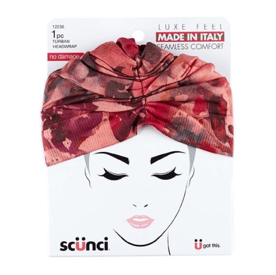 Scunci Knit Turban Headwrap Orange & Red Floral, 1 CT