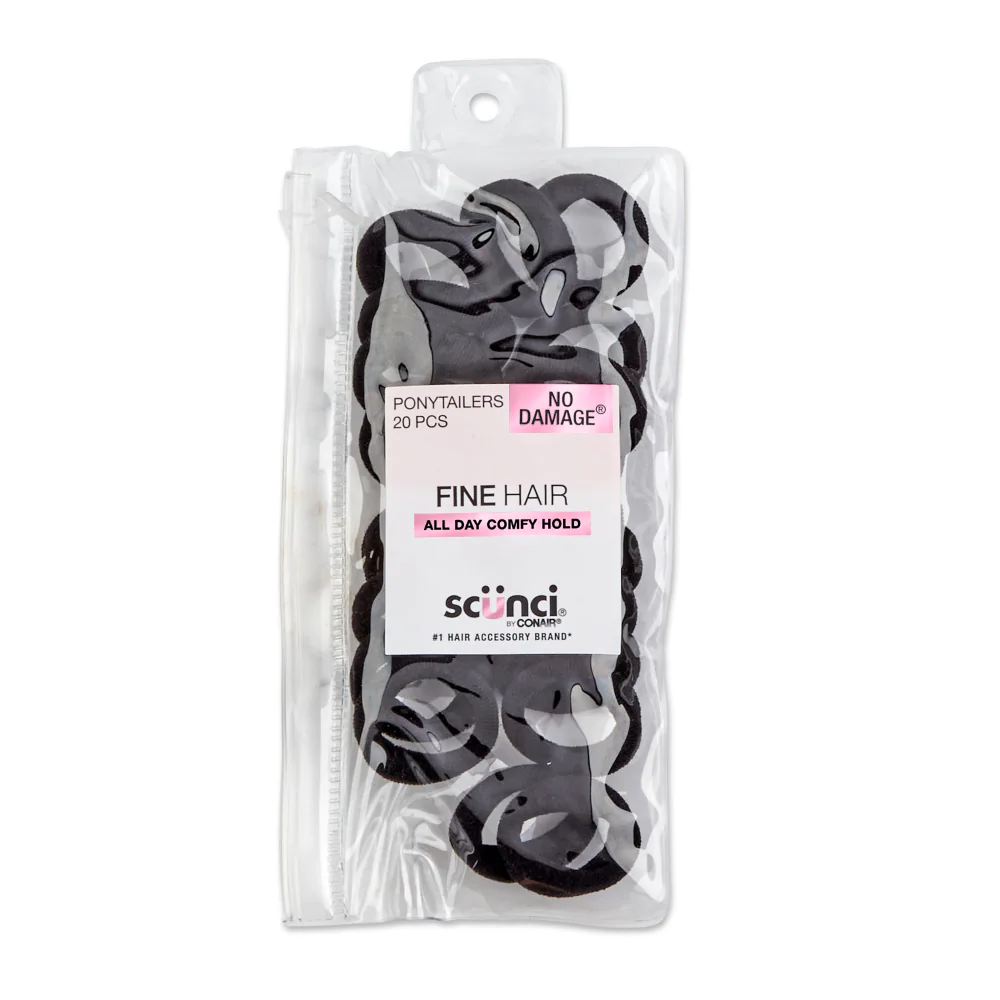 Scunci® No Damage® Fine Hair Ponytailers - Black