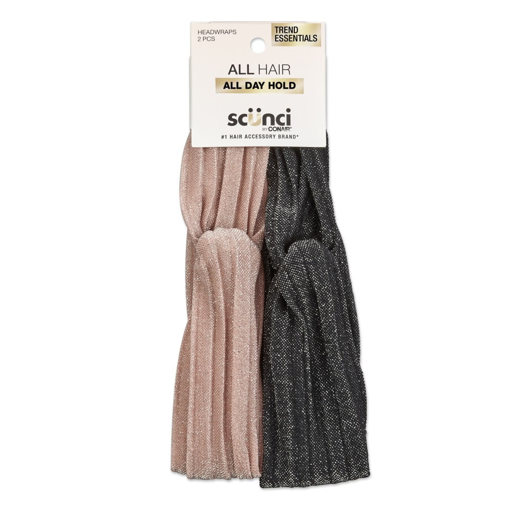 Scunci Headwraps, Black and Pink, 2 Count