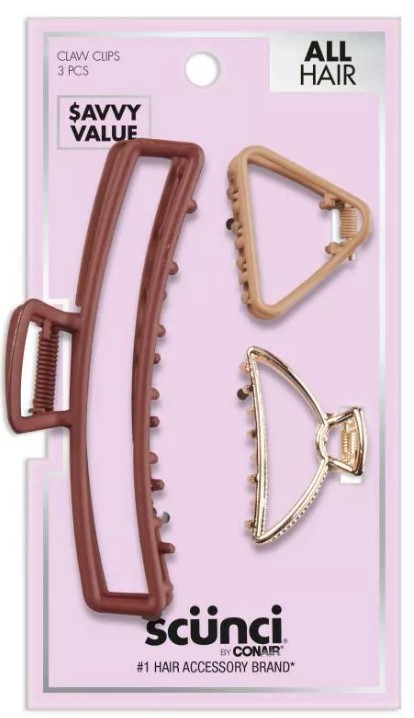 Scünci Mixed Sizes Open Claw Clips - Metal UPC:043194104482