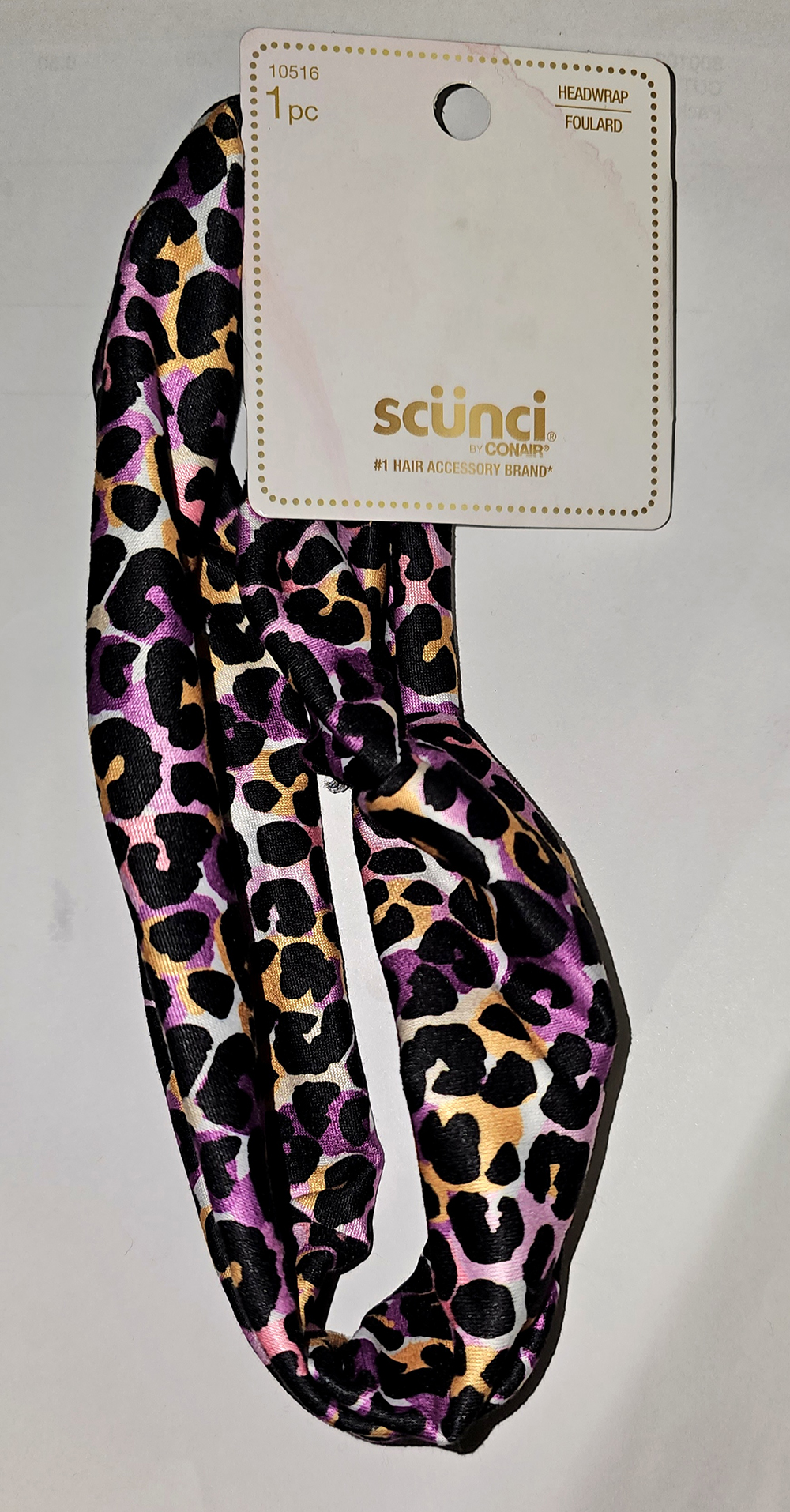 SCUNCI LEOPARD PRINT HEADWRAP ASSORTED UPC 043194105168