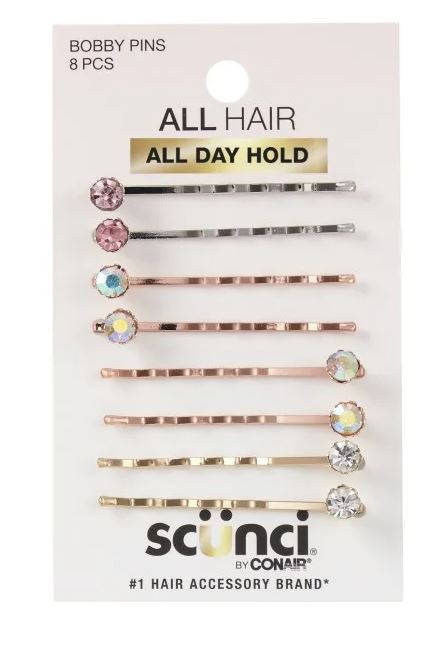 ITEM # 1108203A024 SCUNCI 8-PK BOBBY SLIDES, PACK 24, UPC 043194110827
