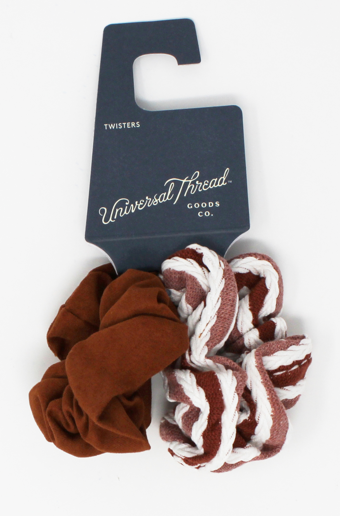 Solid and Cable Stripe Print Twisters Scrunchies - Universal Thread™ Rust. Pre-priced $8.00