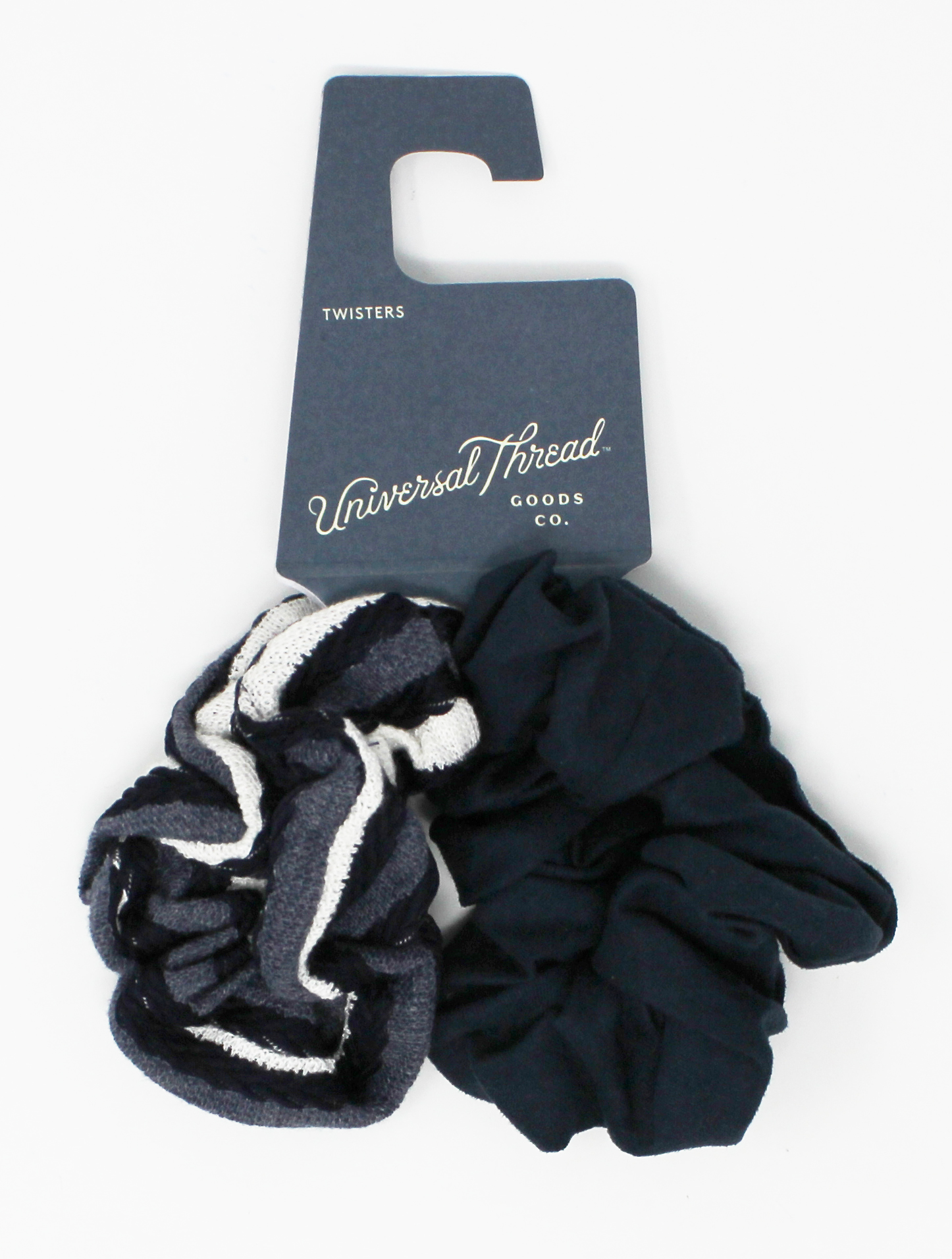 Universal Thread Navy and Knit Stripe Twister Scrunchies 2 Count Pack