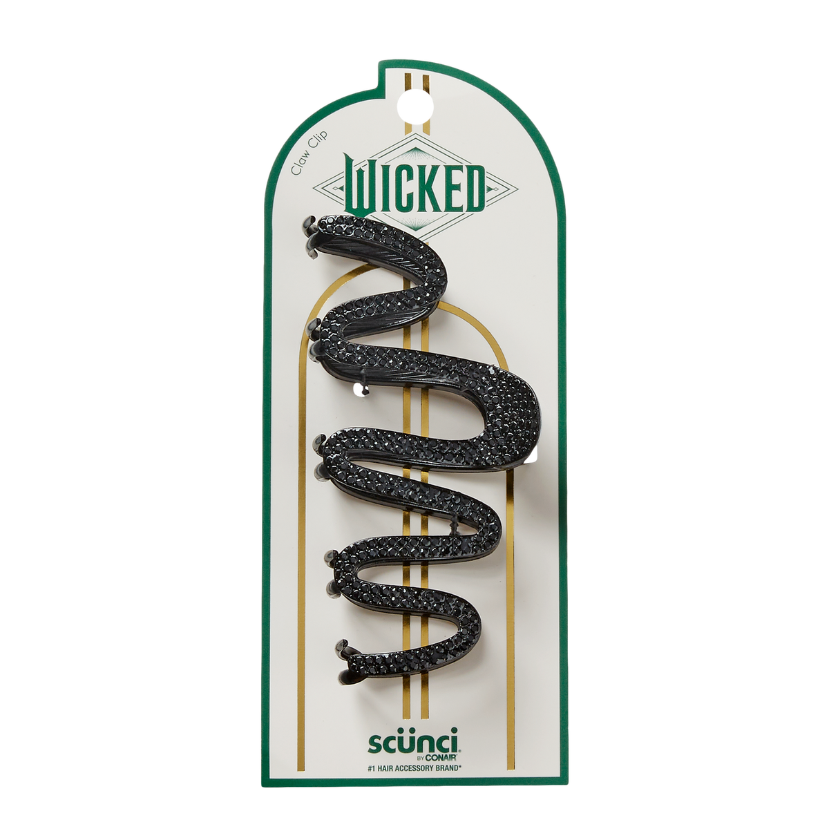 Scunci Wicked Elphaba Wavy Metal Claw Hair Clip, Black, 1-Count