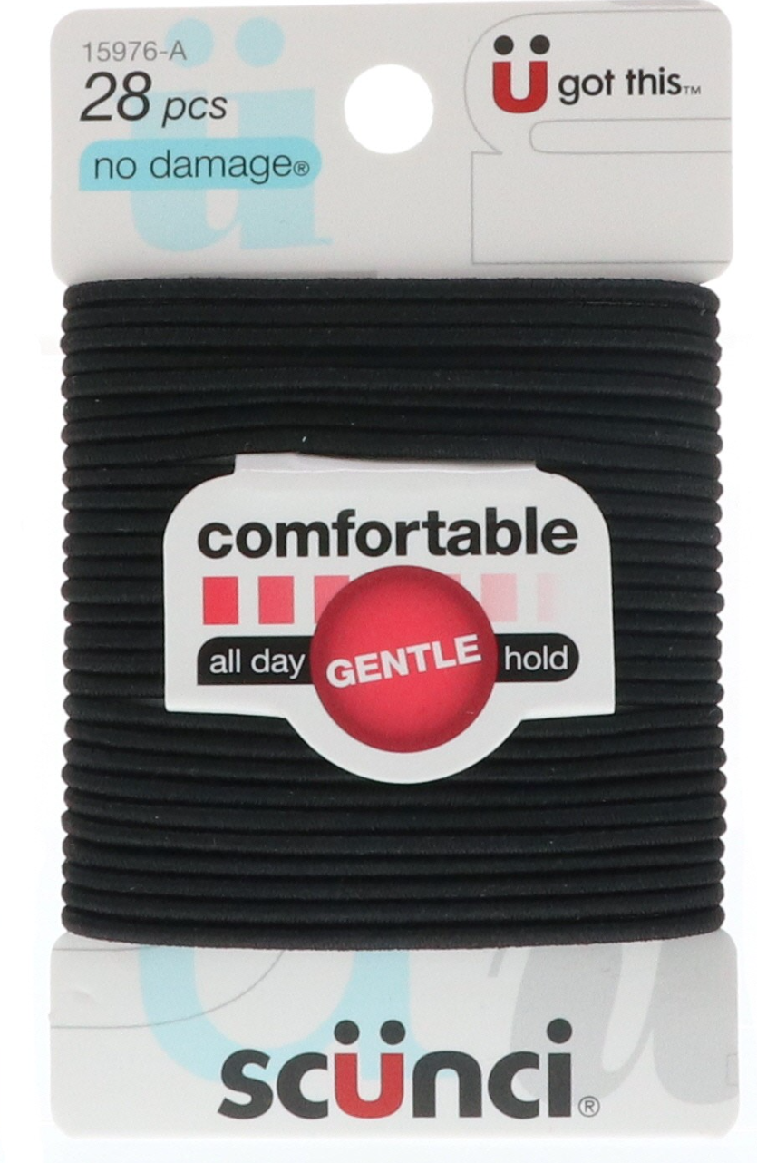 Scunci No Damage Hair Elastics, Medium, Black 28 ct