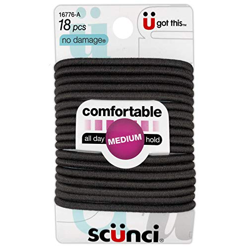 Scunci Black Elastics 4MM 18 Count