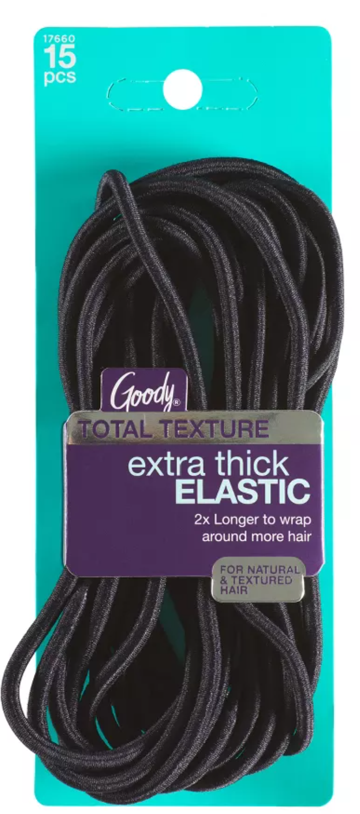 Goody Total Texture Extra Thick Elastic Long 15 Ct Each Black