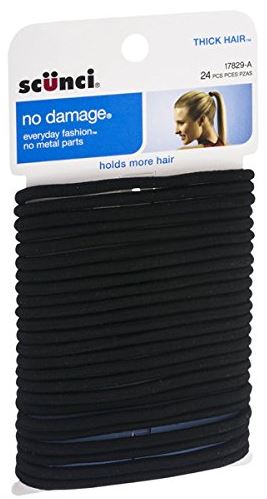 Scunci Effortless Beauty Thick Hair No-damage Black Elastics, 24 Count - Click Image to Close