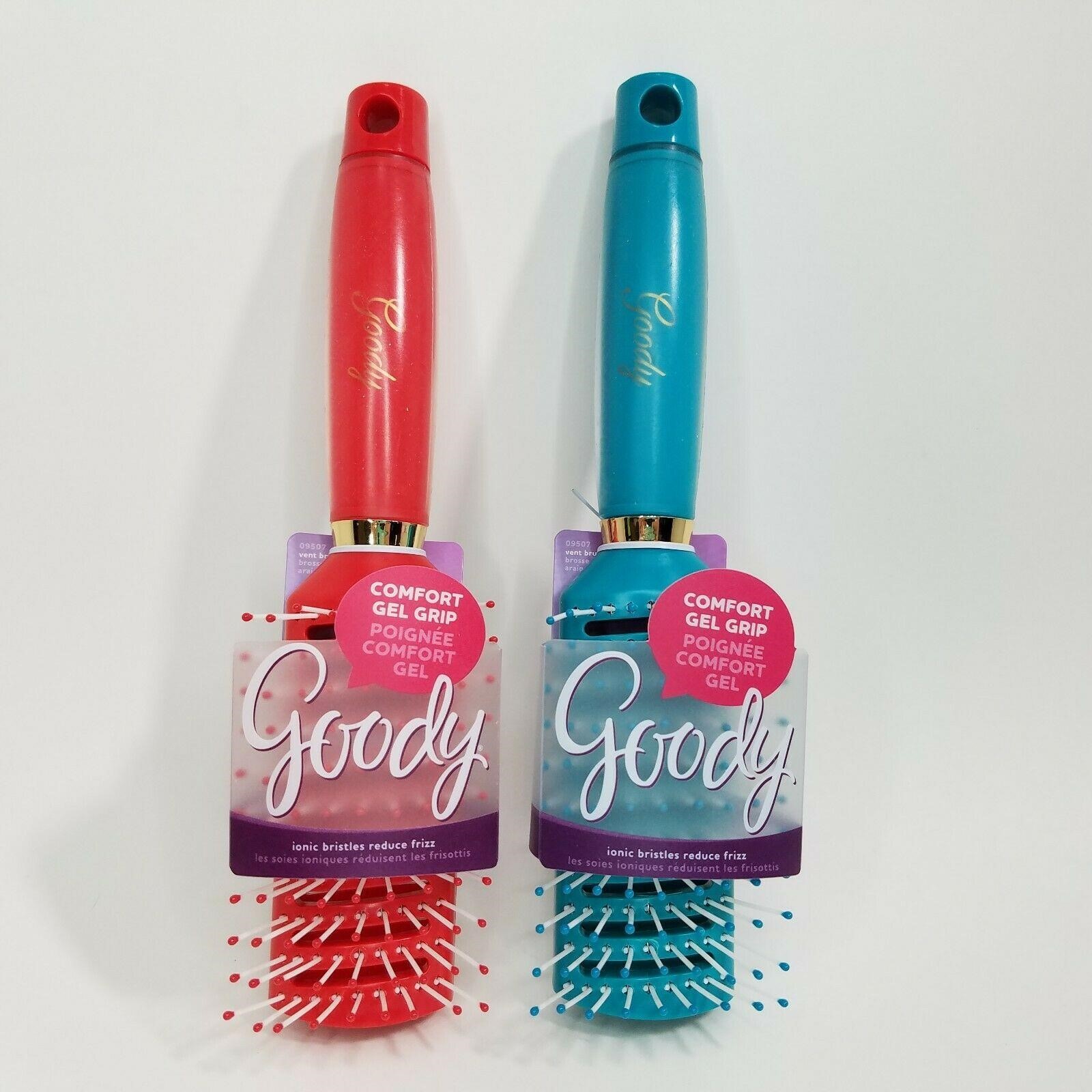 GOODY VENTED HAIR BRUSH WITH GELOUS HANDLE IN ASSORTED COLORS - Click Image to Close