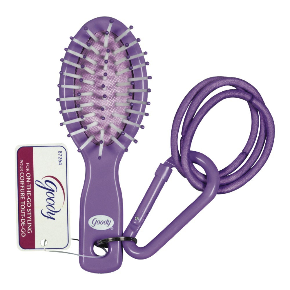 Goody Mini Oval Hair Brush With Carabiner In Assorted Colors - Click Image to Close