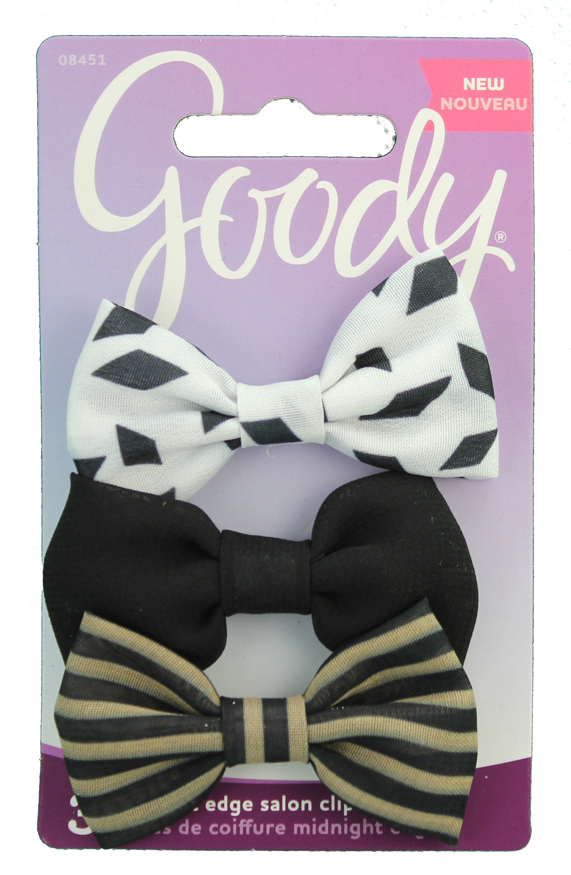Goody Corporate Fashionow Midnight Edge Mixed Bow Salon Clips, 3 CT - Click Image to Close