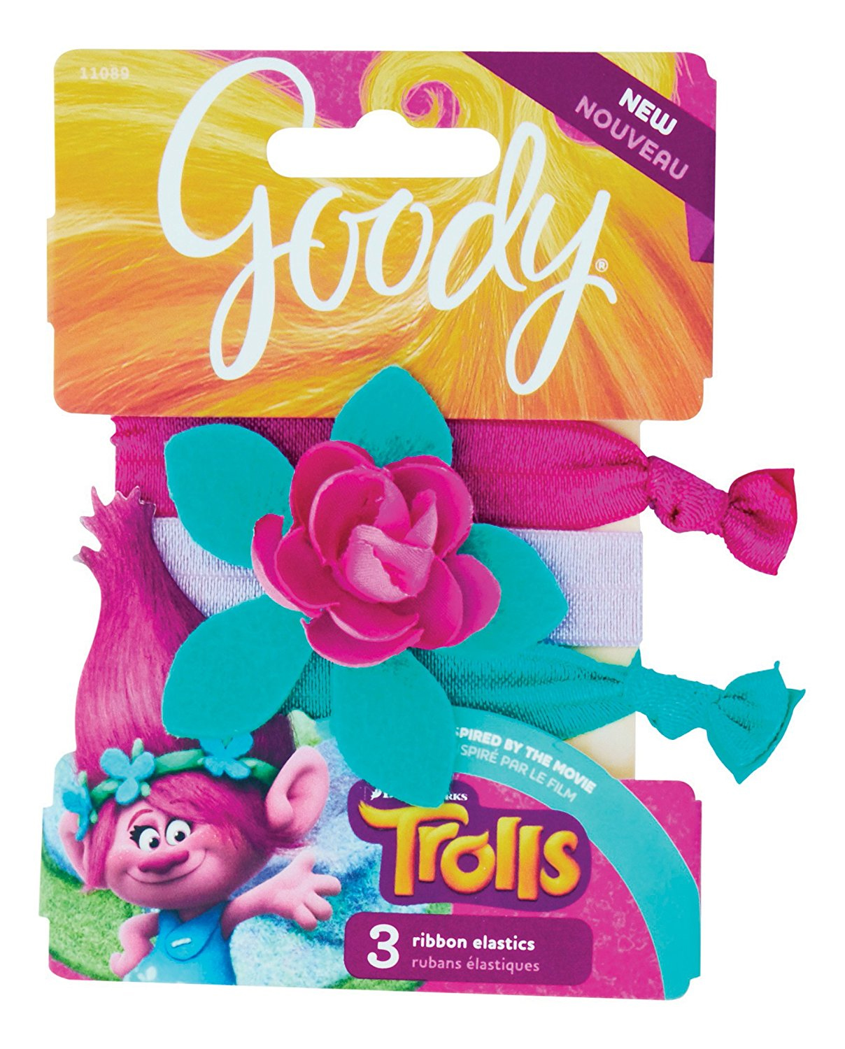 Goody Trolls Hugtime Ribbon Elastics, 3CT - Click Image to Close