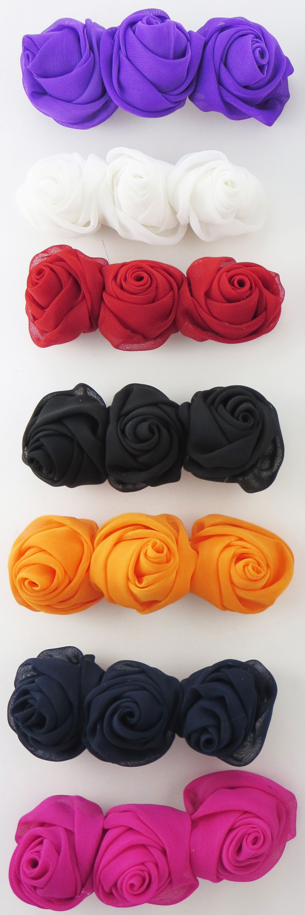 Plush Triplet Chiffon Rose Hair Bow - Click Image to Close