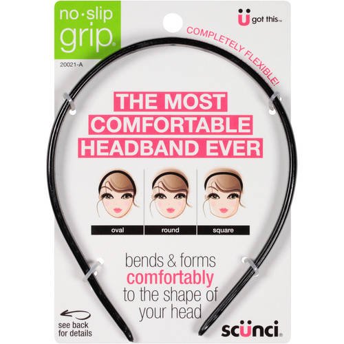 Scunci The Most Comfortable Headband Ever, Flexible No-Slip Grip, 2-pcs per Pack in Assorted Colors
