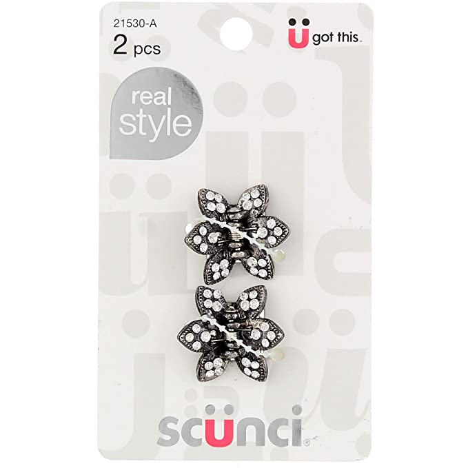 Scunci 2 pcs Small Flower shaped Hair Claws, 21530-A