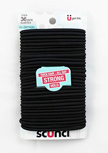 Scunci black elastics for thick hair, strong - Click Image to Close