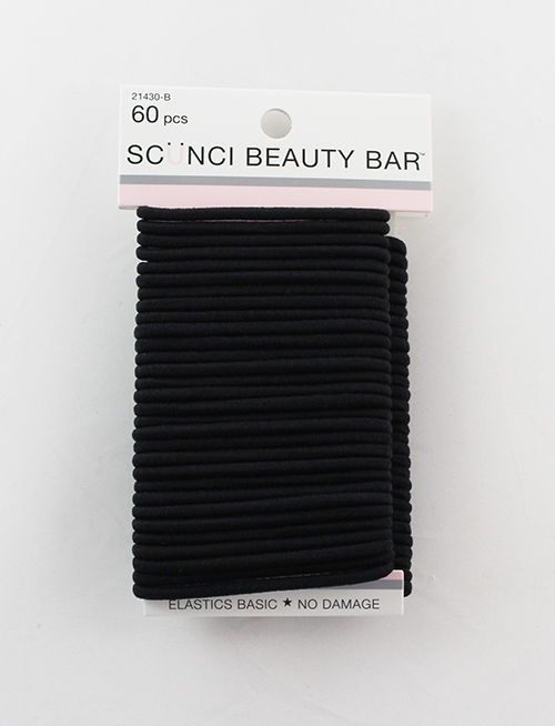 Scunci Black No Damage Elastics, 60 Ct