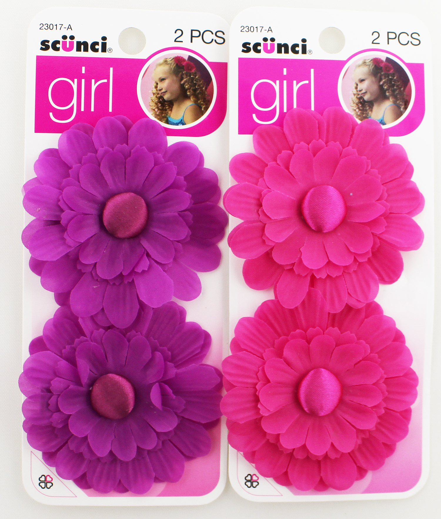 Scunci Girl Flower Clip 2 Count - Click Image to Close