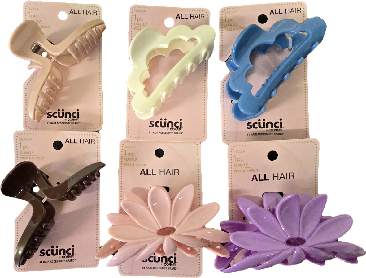 Scunci Flower, Cloud & Classic Claw Clip Variety Pack - 24/Cs (image for) Scunci Flower, Cloud & Classic Claw Clip Variety Pack - 24/Cs