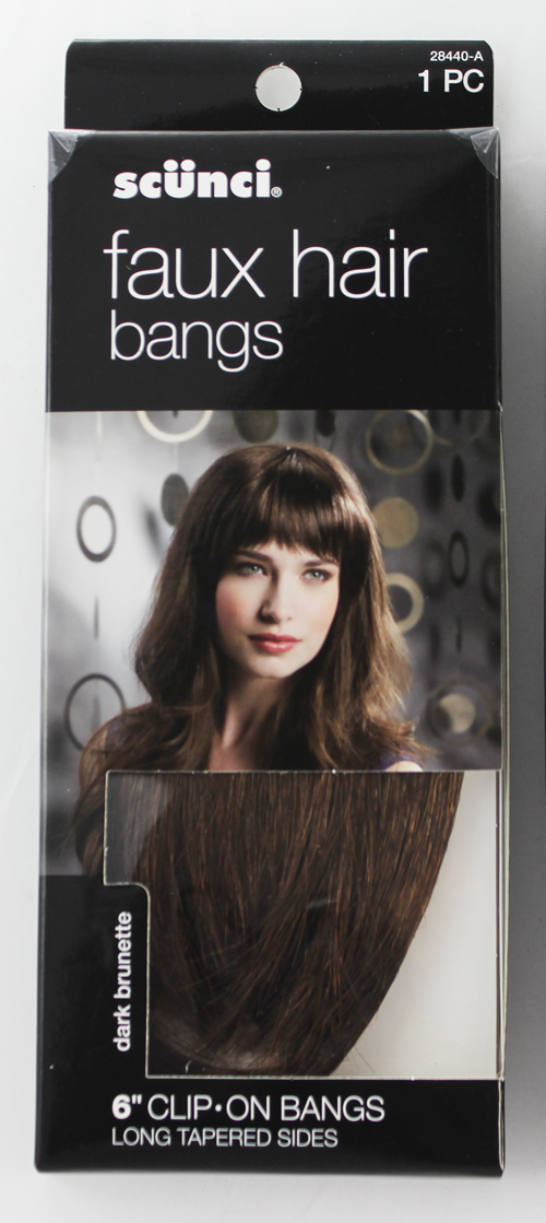 Scunci Faux Hair Bangs, Clip-On Bangs, 6 inch, Dark Brunette 28440 - Click Image to Close